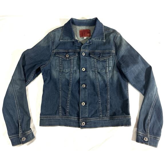 AG Adriano Goldschmied Robyn Denim Jacket Blue Jean Coat L USA Made - Picture 1 of 10